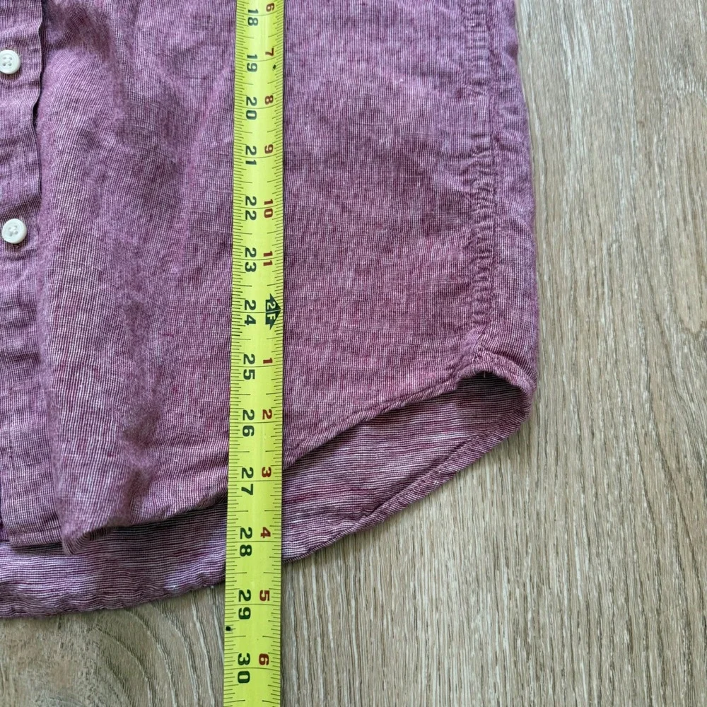 Banana Republic Linen Blend Slim Fit Button Down Shirt Mens M Red Short Sleeve